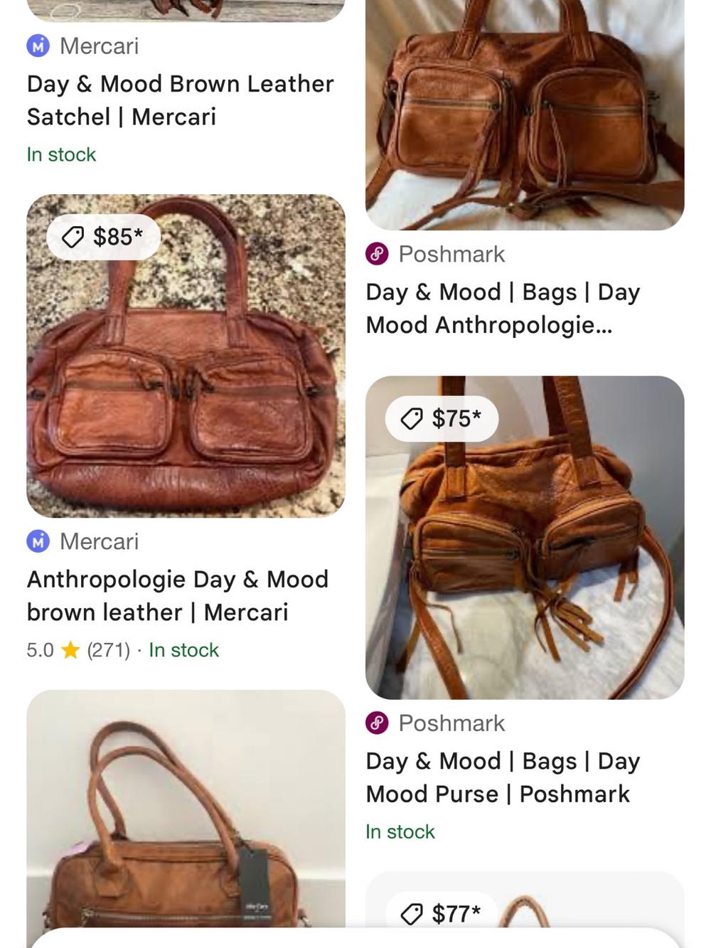 100% Real Leather & Cotton Handheld & Crossbody Brown Leather Satchel